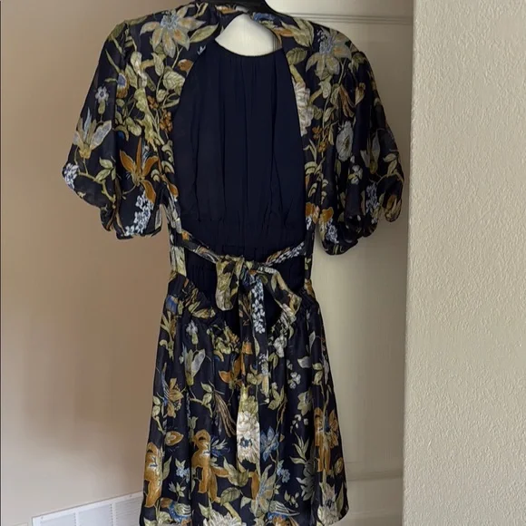 SIR the Label Floral Mini Dress - Navy and Gold - Picture 6 of 7